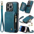 For iPhone 14 Pro CaseMe C20 Multifunctional Leather Phone Case(Blue) - 1