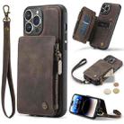 For iPhone 14 Pro Max CaseMe C20 Multifunctional Leather Phone Case(Dark Coffee) - 1