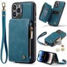 For iPhone 14 Pro Max CaseMe C20 Multifunctional Leather Phone Case(Blue) - 1