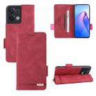 For OPPO Reno8 5G Magnetic Clasp Flip Leather Phone Case(Red) - 1