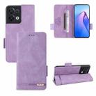 For OPPO Reno8 5G Magnetic Clasp Flip Leather Phone Case(Purple) - 1