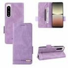 For Sony Xperia 5 IV Magnetic Clasp Flip Leather Phone Case(Purple) - 1