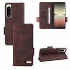 For Sony Xperia 5 IV Magnetic Clasp Flip Leather Phone Case(Brown) - 1