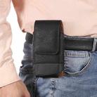 For 5.2 inch Mobile Phone Cowhide Texture Oxford Cloth Waist Bag(Black) - 1