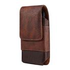 For 7.0 inch Mobile Phone Cowhide Texture Oxford Cloth Waist Bag(Brown) - 2