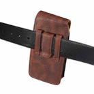 For 7.0 inch Mobile Phone Cowhide Texture Oxford Cloth Waist Bag(Brown) - 5