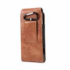 Lambskin Texture Leather Waist Bag for Folding Mobile Phone(Brown) - 3