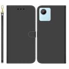 For Realme C30 Imitated Mirror Surface Flip Leather Phone Case(Black) - 1