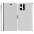 For OPPO Reno7 4G Imitated Mirror Surface Flip Leather Phone Case(Silver) - 1