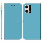 For OPPO Reno7 4G Imitated Mirror Surface Flip Leather Phone Case(Blue) - 1