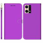 For OPPO Reno7 4G Imitated Mirror Surface Flip Leather Phone Case(Purple) - 1