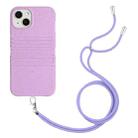 For iPhone 14 Wheat Straw Material Degradable TPU Phone Case with Lanyard(Purple) - 1