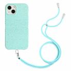 For iPhone 14 Wheat Straw Material Degradable TPU Phone Case with Lanyard(Light Green) - 1