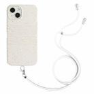 For iPhone 14 Plus Wheat Straw Material Degradable TPU Phone Case with Lanyard(White) - 1