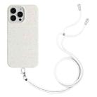 For iPhone 14 Pro Wheat Straw Material Degradable TPU Phone Case with Lanyard(White) - 1