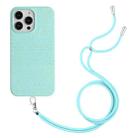 For iPhone 14 Pro Wheat Straw Material Degradable TPU Phone Case with Lanyard(Light Green) - 1