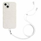 For iPhone 13 Wheat Straw Material Degradable TPU Phone Case with Lanyard(White) - 1