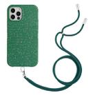For iPhone 13 Pro Wheat Straw Material Degradable TPU Phone Case with Lanyard(Dark Green) - 1