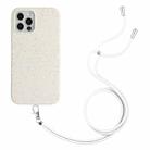 For iPhone 13 Pro Wheat Straw Material Degradable TPU Phone Case with Lanyard(White) - 1