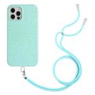 For iPhone 13 Pro Wheat Straw Material Degradable TPU Phone Case with Lanyard(Light Green) - 1