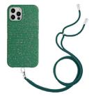 For iPhone 13 Pro Max Wheat Straw Material Degradable TPU Phone Case with Lanyard(Dark Green) - 1