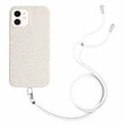 For iPhone 12 Wheat Straw Material Degradable TPU Phone Case with Lanyard(White) - 1