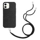 For iPhone 12 Wheat Straw Material Degradable TPU Phone Case with Lanyard(Black) - 1