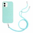 For iPhone 12 Wheat Straw Material Degradable TPU Phone Case with Lanyard(Light Green) - 1