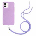 For iPhone 12 mini Wheat Straw Material Degradable TPU Phone Case with Lanyard(Purple) - 1