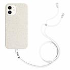For iPhone 12 mini Wheat Straw Material Degradable TPU Phone Case with Lanyard(White) - 1