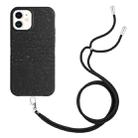 For iPhone 12 mini Wheat Straw Material Degradable TPU Phone Case with Lanyard(Black) - 1