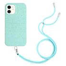 For iPhone 12 mini Wheat Straw Material Degradable TPU Phone Case with Lanyard(Light Green) - 1