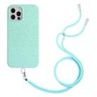 For iPhone 12 Pro Wheat Straw Material Degradable TPU Phone Case with Lanyard(Light Green) - 1