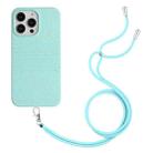 For iPhone 15 Pro Max Wheat Straw Material Degradable TPU Phone Case with Lanyard(Light Green) - 1