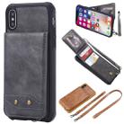 For iPhone X / XS Vertical Flip Shockproof Leather Protective Case with Long Rope, Support Card Slots & Bracket & Photo Holder & Wallet Function(Gray) - 1