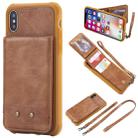 For iPhone X / XS Vertical Flip Shockproof Leather Protective Case with Long Rope, Support Card Slots & Bracket & Photo Holder & Wallet Function(Brown) - 1