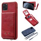 For iPhone 11 Pro Max Vertical Flip Shockproof Leather Protective Case with Long Rope, Support Card Slots & Bracket & Photo Holder & Wallet Function(Red) - 1