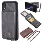 For iPhone XR Vertical Flip Shockproof Leather Protective Case with Long Rope, Support Card Slots & Bracket & Photo Holder & Wallet Function(Gray) - 1