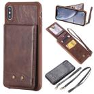 For iPhone XS Max Vertical Flip Shockproof Leather Protective Case with Long Rope, Support Card Slots & Bracket & Photo Holder & Wallet Function(咖啡) - 1