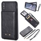 For iPhone XS Max Vertical Flip Shockproof Leather Protective Case with Long Rope, Support Card Slots & Bracket & Photo Holder & Wallet Function(Black) - 1