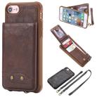 For iPhone SE 2022 / SE 2020 / 8 / 7 Vertical Flip Shockproof Leather Protective Case with Long Rope, Support Card Slots & Bracket & Photo Holder & Wallet Function(咖啡) - 1