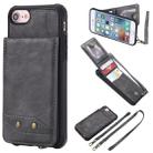 For iPhone SE 2022 / SE 2020 / 8 / 7 Vertical Flip Shockproof Leather Protective Case with Long Rope, Support Card Slots & Bracket & Photo Holder & Wallet Function(Gray) - 1