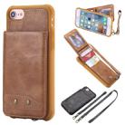 For iPhone SE 2022 / SE 2020 / 8 / 7 Vertical Flip Shockproof Leather Protective Case with Long Rope, Support Card Slots & Bracket & Photo Holder & Wallet Function(Brown) - 1