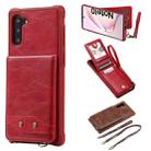 For Galaxy Note 10 Vertical Flip Shockproof Leather Protective Case with Long Rope, Support Card Slots & Bracket & Photo Holder & Wallet Function(Red) - 1