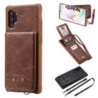 For Galaxy Note 10+ Vertical Flip Shockproof Leather Protective Case with Long Rope, Support Card Slots & Bracket & Photo Holder & Wallet Function(咖啡) - 1