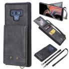 For Galaxy Note 9 Vertical Flip Shockproof Leather Protective Case with Long Rope, Support Card Slots & Bracket & Photo Holder & Wallet Function(Gray) - 1