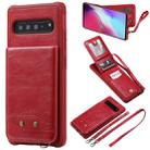 For Galaxy S10 5G Vertical Flip Shockproof Leather Protective Case with Long Rope, Support Card Slots & Bracket & Photo Holder & Wallet Function(Red) - 1