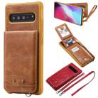For Galaxy S10 5G Vertical Flip Shockproof Leather Protective Case with Long Rope, Support Card Slots & Bracket & Photo Holder & Wallet Function(Brown) - 1