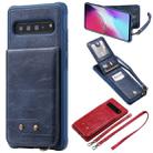 For Galaxy S10 5G Vertical Flip Shockproof Leather Protective Case with Long Rope, Support Card Slots & Bracket & Photo Holder & Wallet Function(Blue) - 1