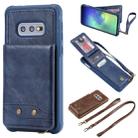 For Galaxy S10e Vertical Flip Shockproof Leather Protective Case with Long Rope, Support Card Slots & Bracket & Photo Holder & Wallet Function(Blue) - 1